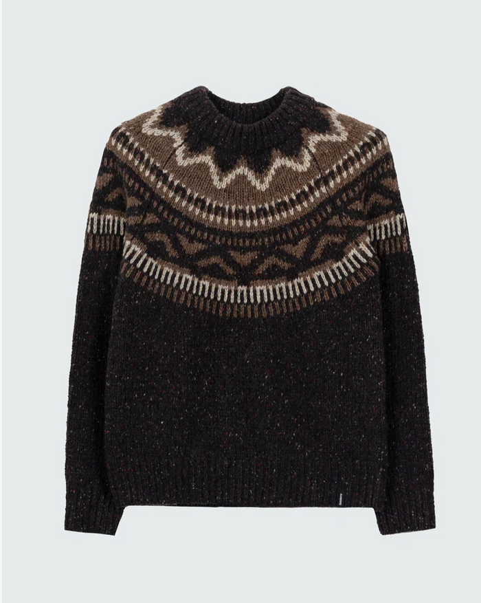 Porth Faire-Isle Yoke Jumper in Burnt Umber/Caramel