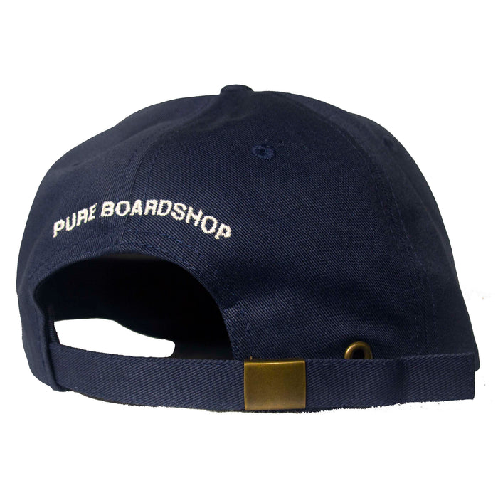 PURE Heron 6 Panel Curved Bill Hat Navy White Pure Boardshop