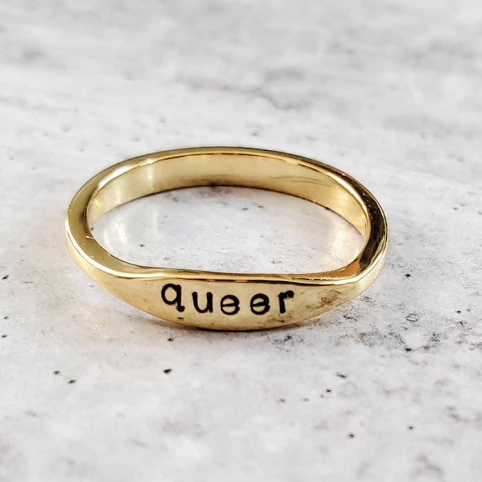 QUEER Dainty Gold Plated or Sterling Silver Ring Salt and Sparkle