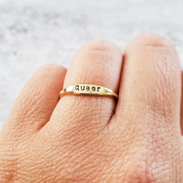 QUEER Dainty Gold Plated or Sterling Silver Ring Salt and Sparkle