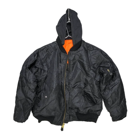Rothco Black MA-1 Flight Jacket with Hood - Large - Rothco - Flight Jackets