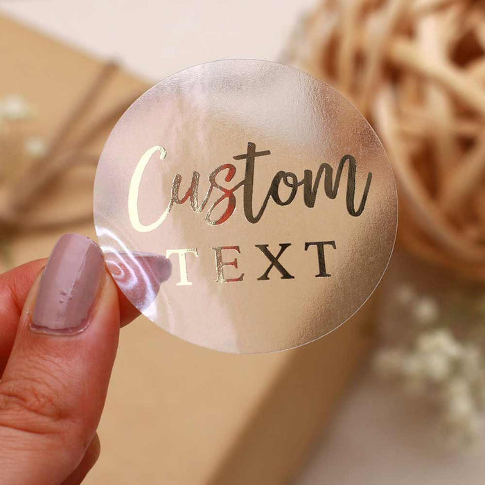 Round Clear Foiled Label with Custom Text - XOXOKristen