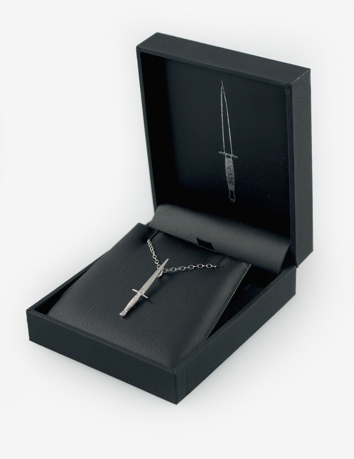 Royal Marines Silver Commando Dagger Pendant - Up