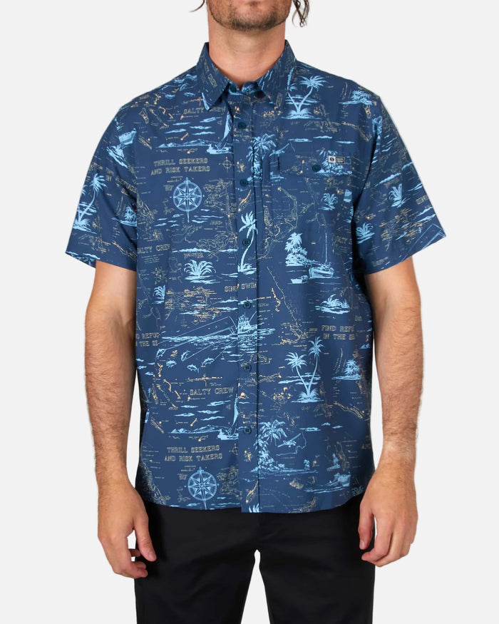 Salty crew WOVEN SHIRTS SEAFARER S/S TECH WOVEN - Navy in Navy
