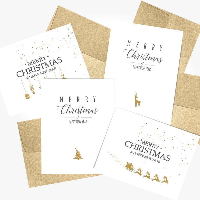 Set of 4 Elegant Christmas Greeting Cards - XOXOKristen