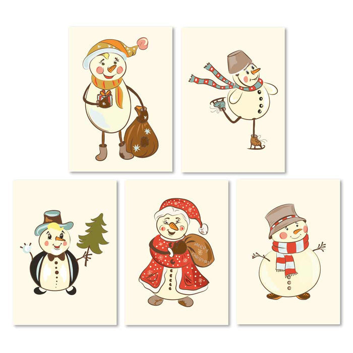 Set of 6 Cute Snowman Merry Christmas Greeting Cards - XOXOKristen
