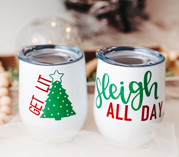Sleigh All Day Christmas Wine Tumbler Salt and Sparkle