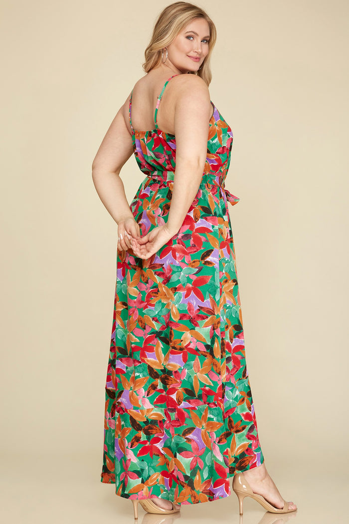 Straw Hat & Mocktail Dress in Green - Plus