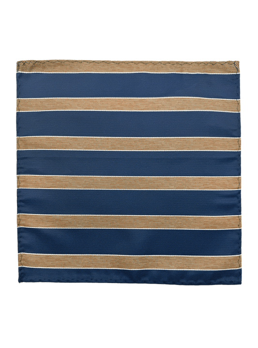 Stuyvesant Navy Taupe Striped Pocket Square