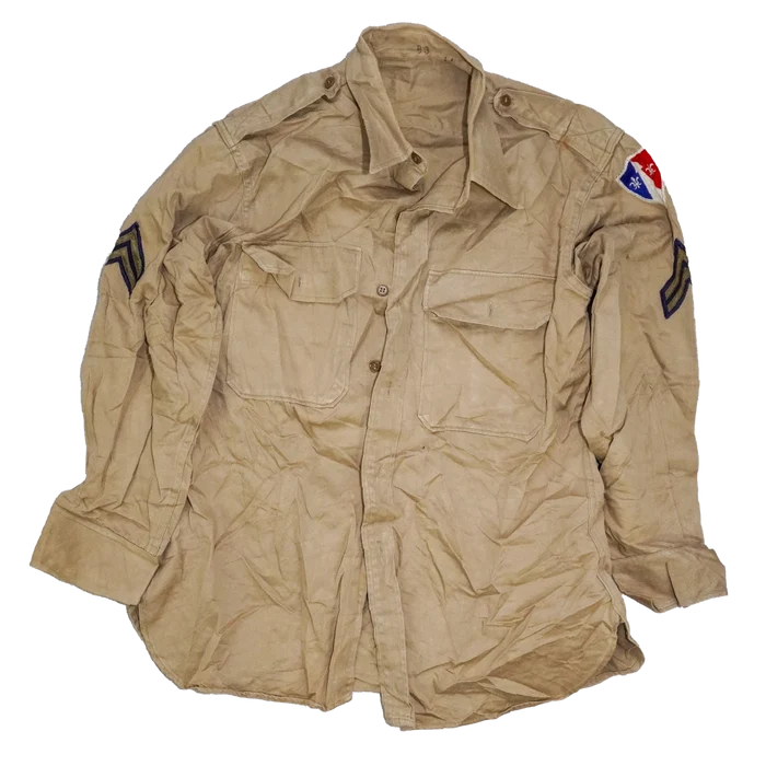 US Army 1950s Khaki Long Sleeve Shirt - Small - US Army Surplus - Service Shirts
