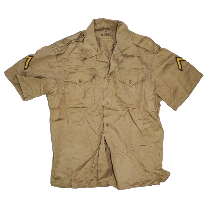 US Army 1950s Khaki Short Sleeve Shirt - Large - US Army Surplus - Service Shirts