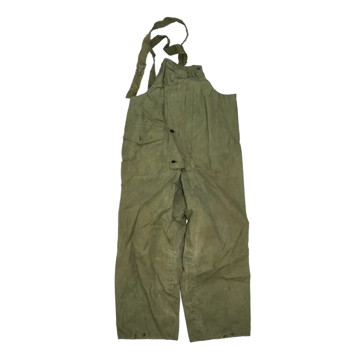 US Navy WW2 Waterproof Bib Overalls - Small - US Navy Surplus - Overalls
