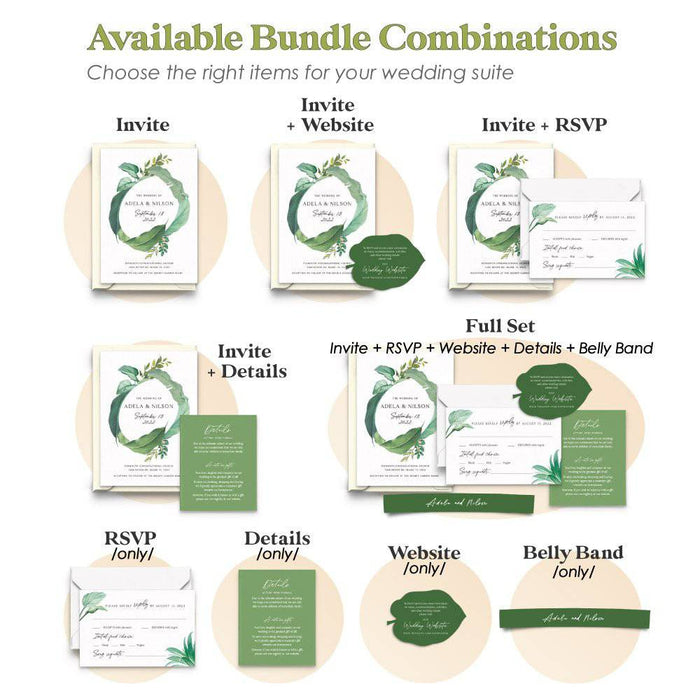 Wedding Greenery Invitation Suite - XOXOKristen