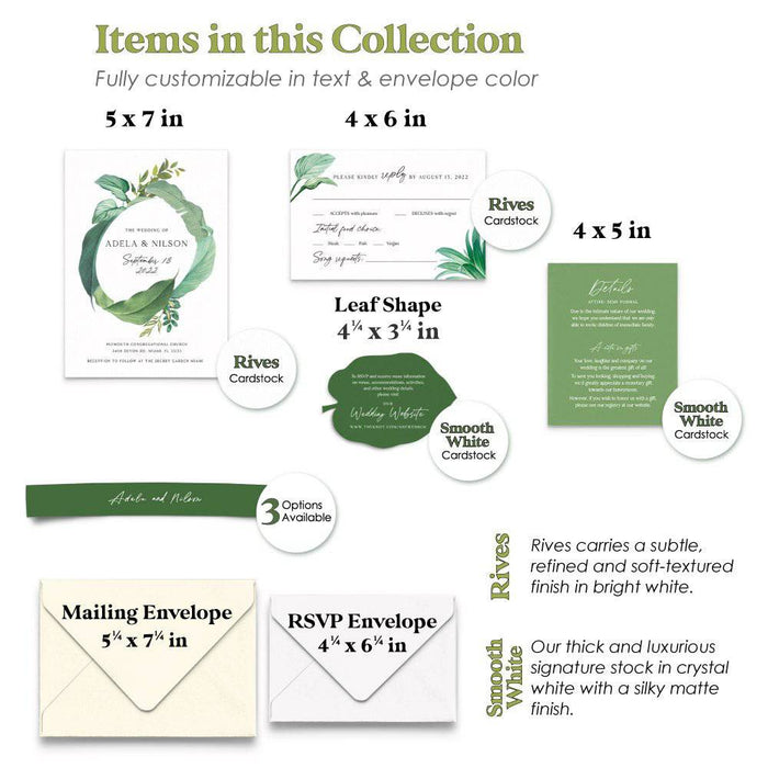 Wedding Greenery Invitation Suite - XOXOKristen