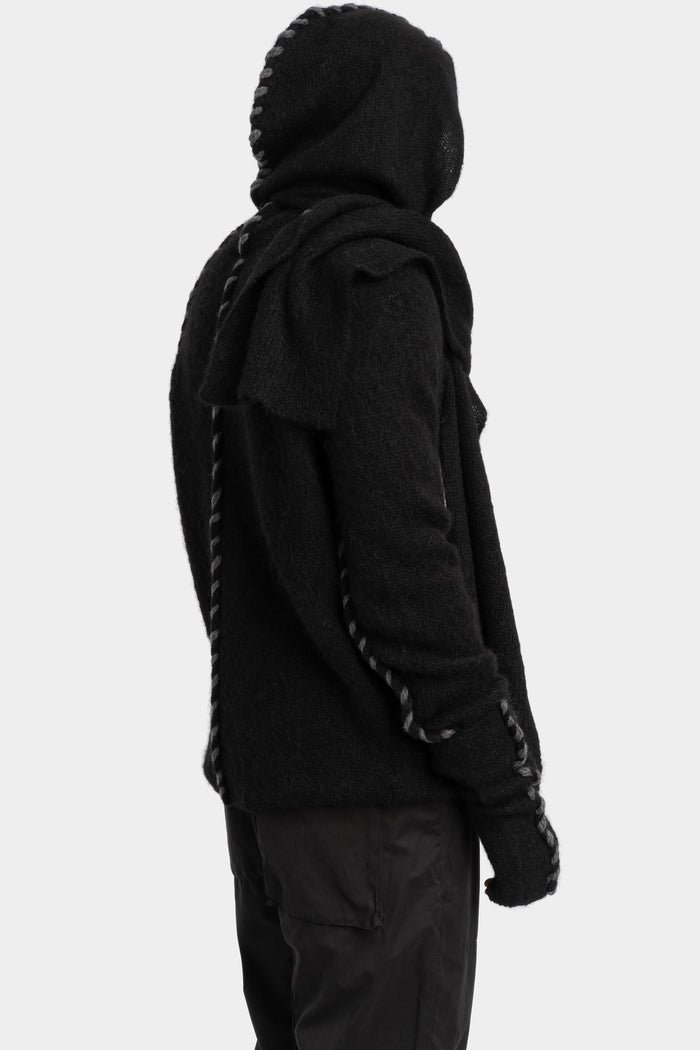 Wool knit hood scarf